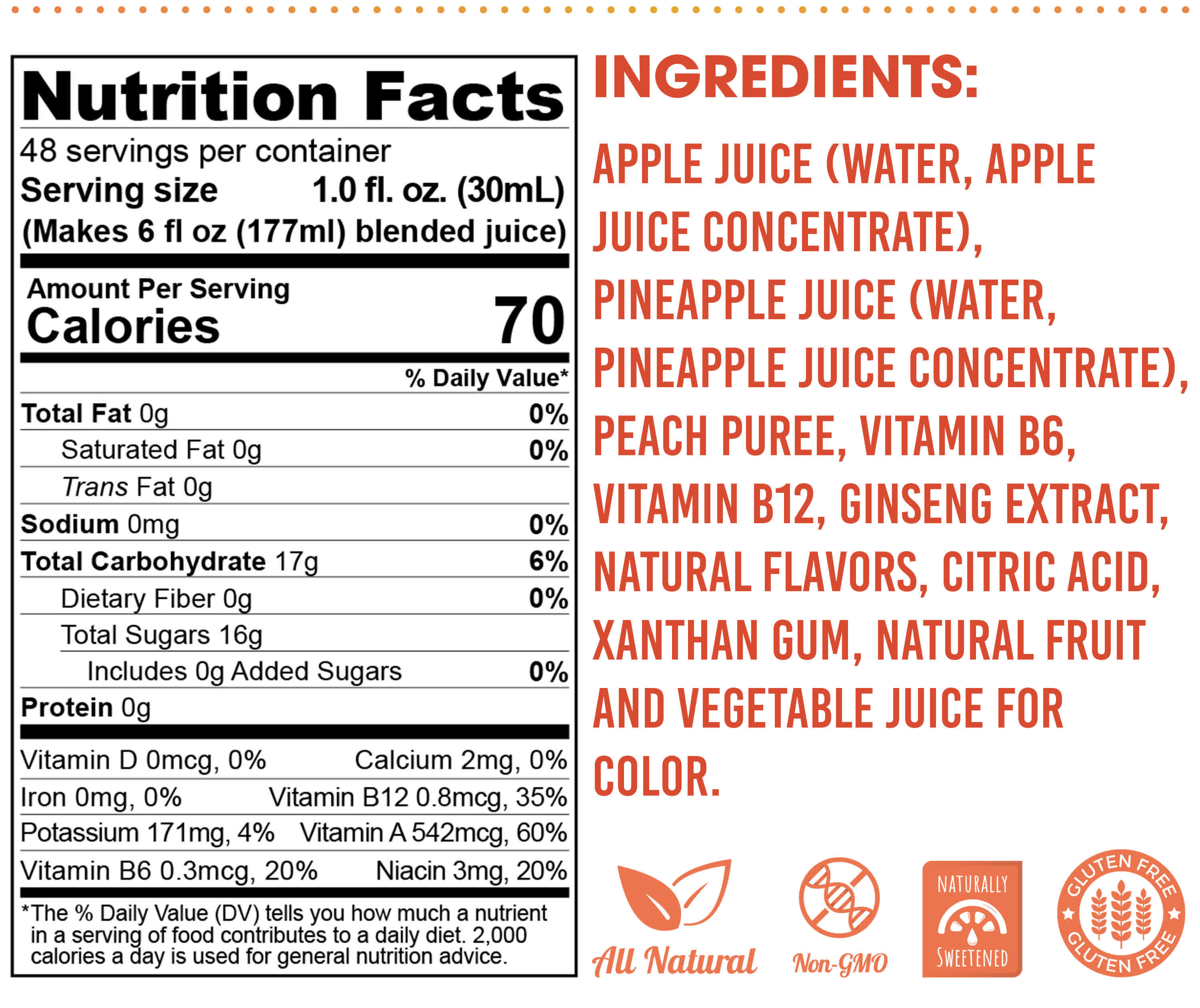 Pleasantly Peach nutrition facts and ingredients