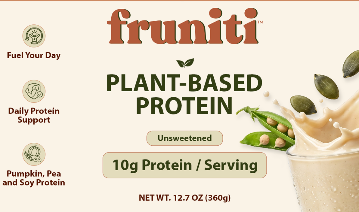 Fruniti Plant-Based Protein Unsweetened label