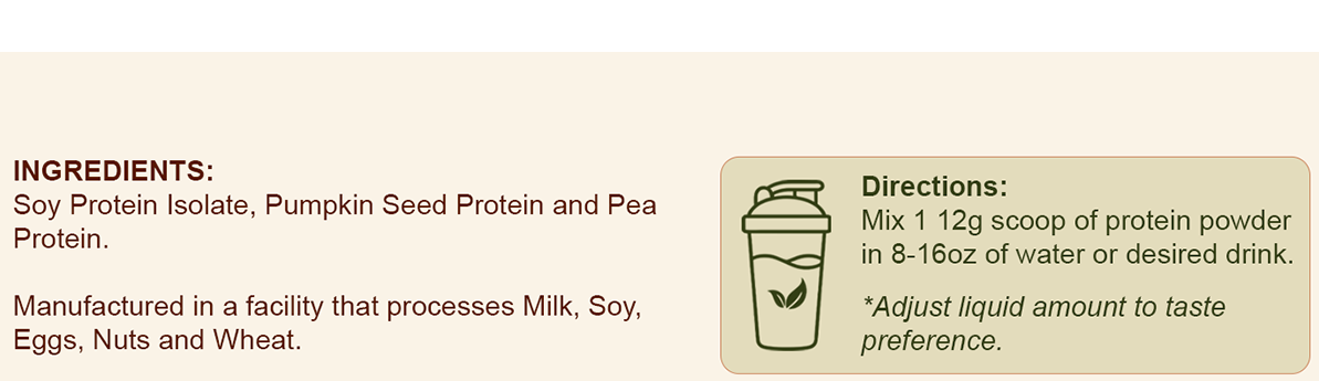 Fruniti Plant-Based Protein ingredients and directions